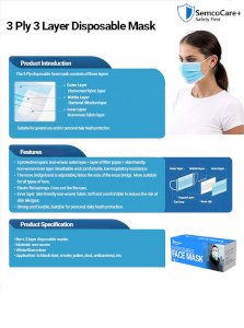 3 Ply 3 Layer Disposable Mask